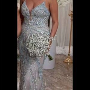 Elegant Silver Evening Gown